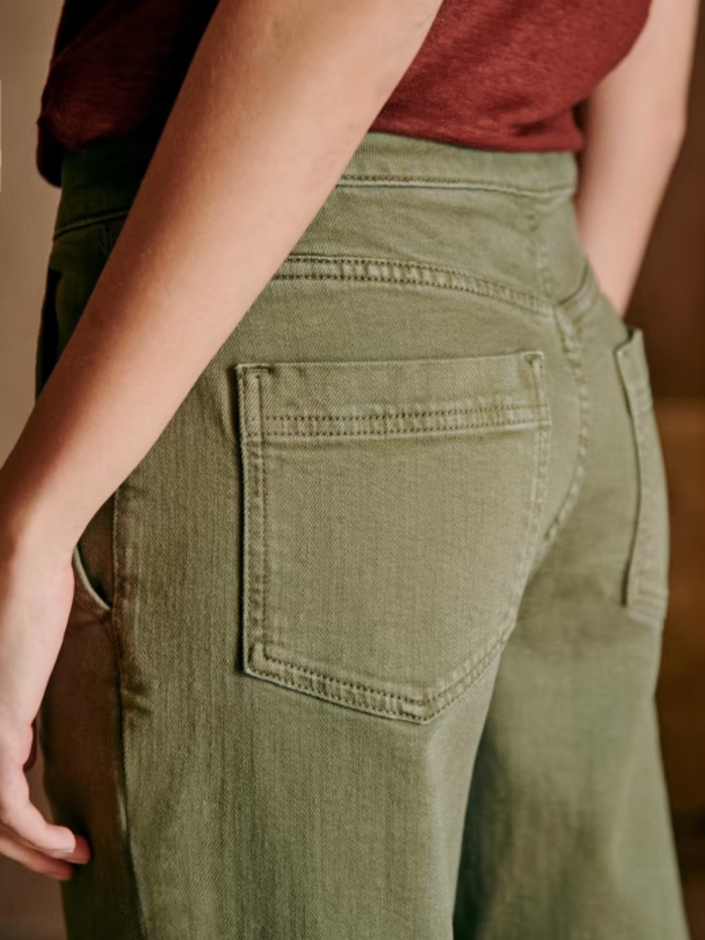 Sezane manu trousers olive green straight leg cropped pants size 38 or 6 USA - Picture 2 of 14